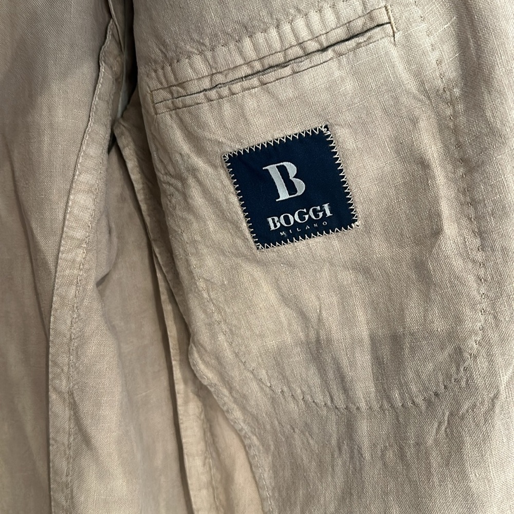 NWT Boggi Milano Linen Khaki Unlined Sportcoat. Perfect for summer! - Picture 6 of 8